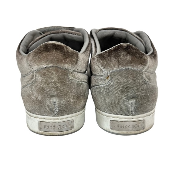 JIMMY CHOO Ny Velvet Sneakers In Moonstone Grey Size 6.5 - Picture 7 of 14